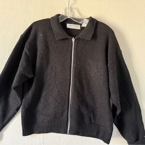 Carolyn Taylor vintage zippered cardigan, Black, Large.